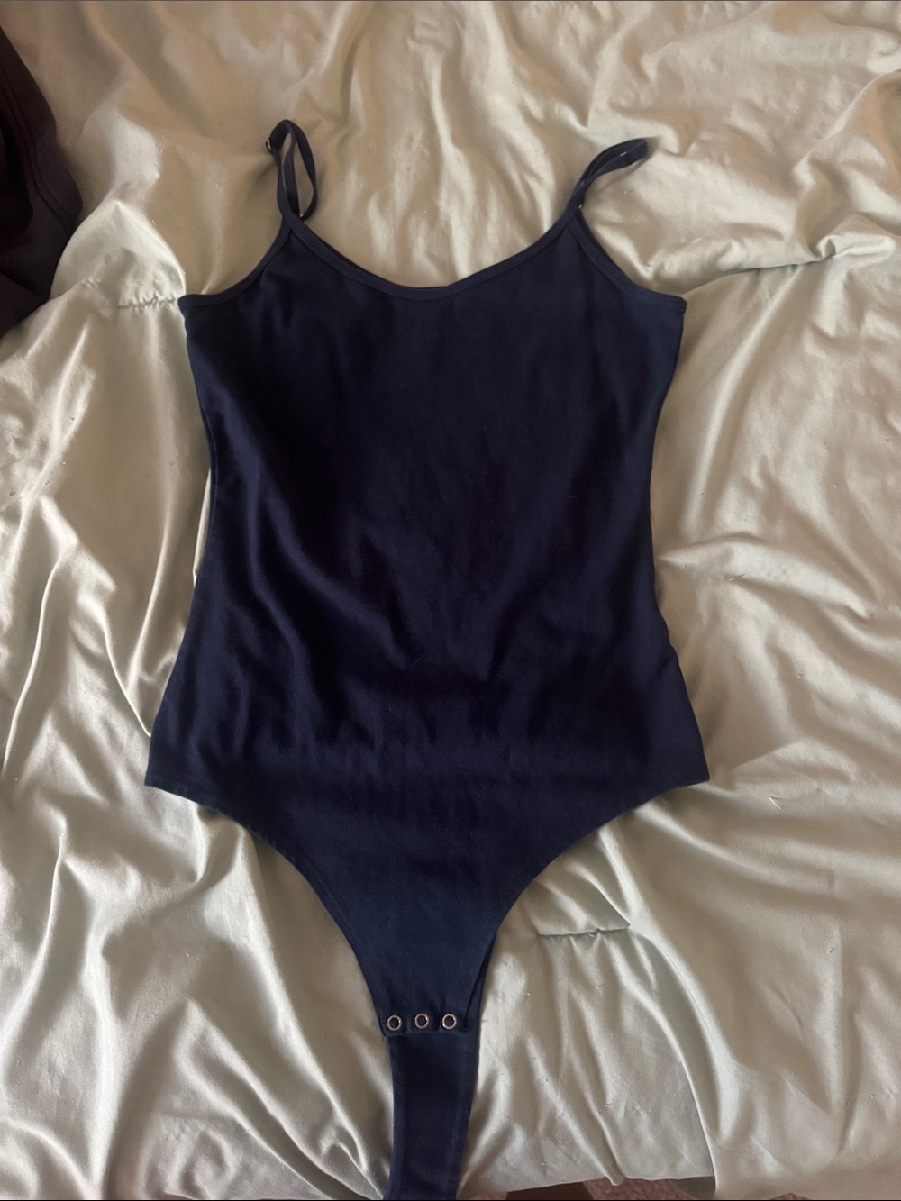 Brandy Melville Navy Blue Tank Bodysuit with Snap Bottom